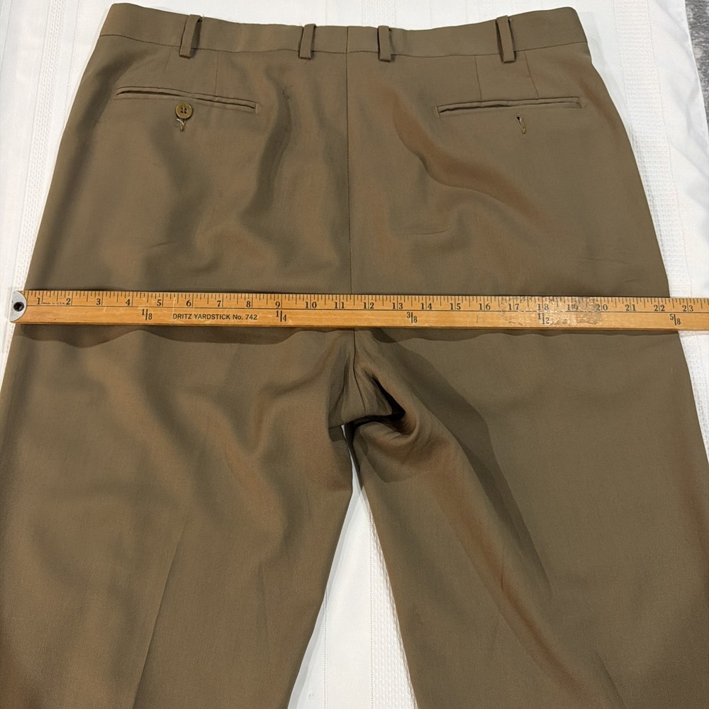 Zanella Mens Dress Pants Size 38 Brown Wool Flat Front Trousers Italy - Picture 3 of 5